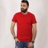 Dark red striped t-shirt for men